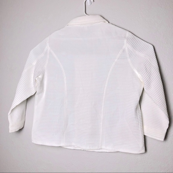 White CJ Banks Jacket Waffle Knit Full Zipper Plus - Picture 5 of 8